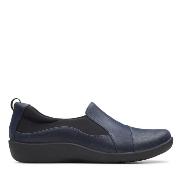 Clarks Womens Sillian Paz Flat Shoes Navy | CA-5349218